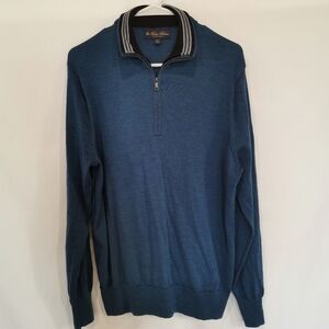 Men's Brooks Brothers Italian Merino Wool 1/4 Zip Sweater - Sz L